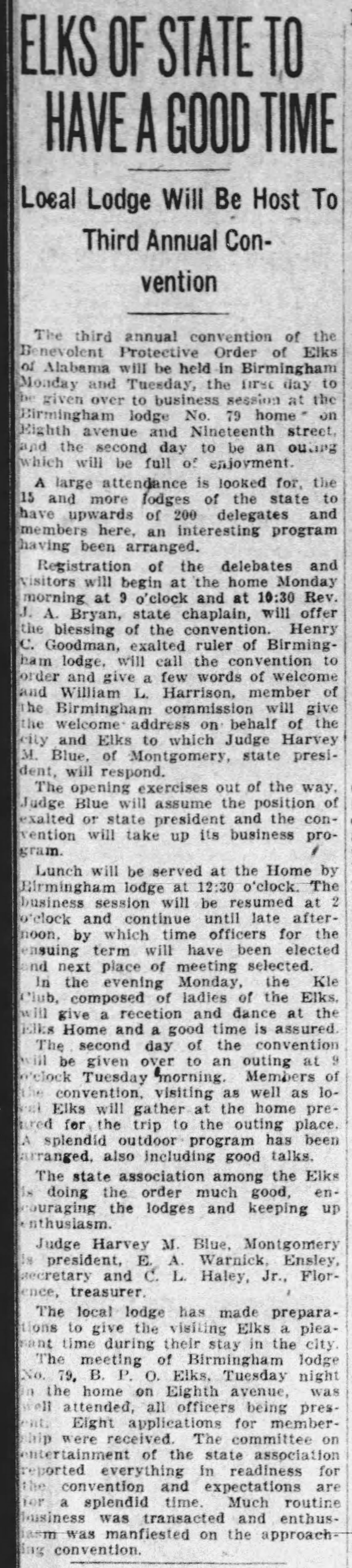 Elks of State To Have a Good Time